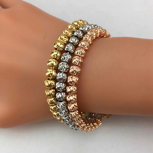 Pulseras de tres tonos para mujer, pulseras de moda de tres piezas