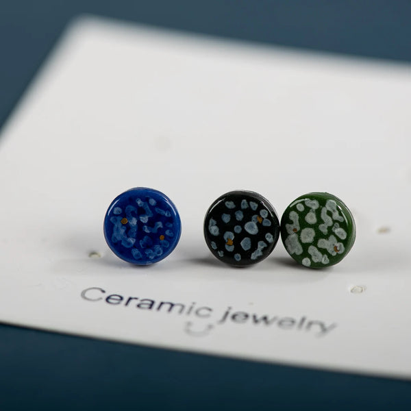 Round Spots Retro Fine Ceramic Stud Earrings