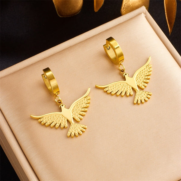 316L Stainless Steel Phoenix Bird Hoop Earrings For Women