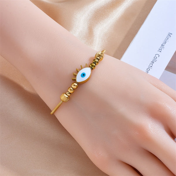316L Stainless Steel Eye Beads Charm Bracelet For Women