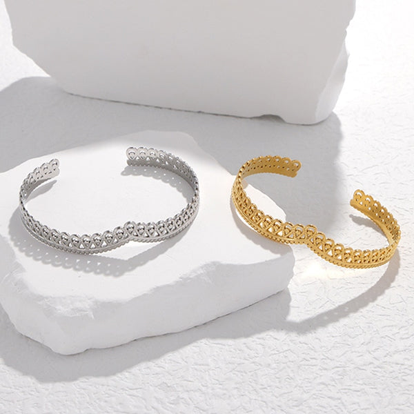 Pulsera de acero inoxidable 316L con forma de corona para mujer