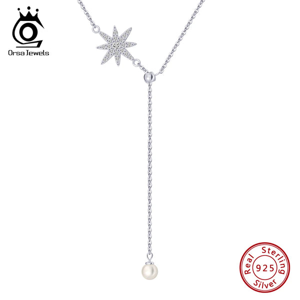 Collar con colgante de flor de moda, perla cultivada, plata de ley 925, circonita cúbica transparente 5A, cadena tipo gargantilla