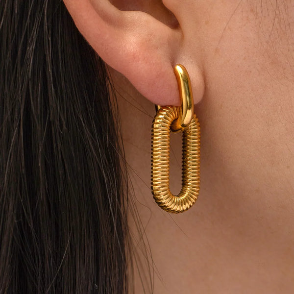 Plated Gold Color Chunky Drop Earrings For Women
