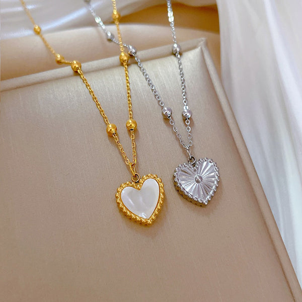 316L Stainless Steel Double-Sided Heart Love Pendant Necklace For Women