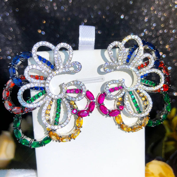 Gorgeous Shiny Hollow Big Flower Earrings for Women Girl Bridal Wedding  Gift
