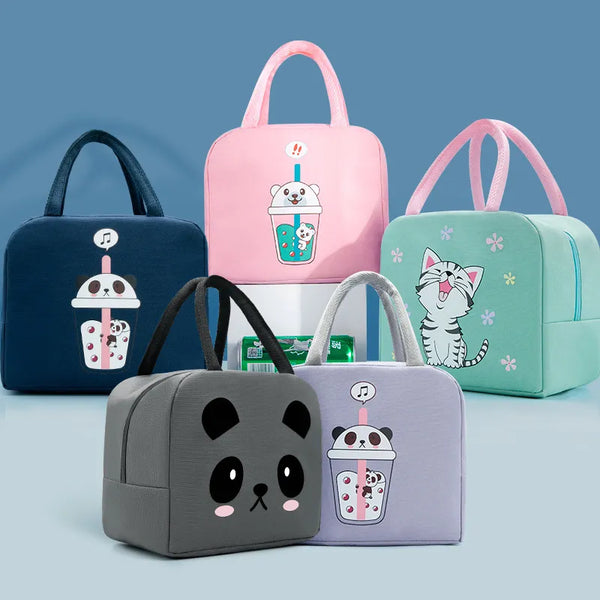 New Cartoon Cat Lunch Bags for Children Outdoor Picnic Insulated Lunchbox Bag
