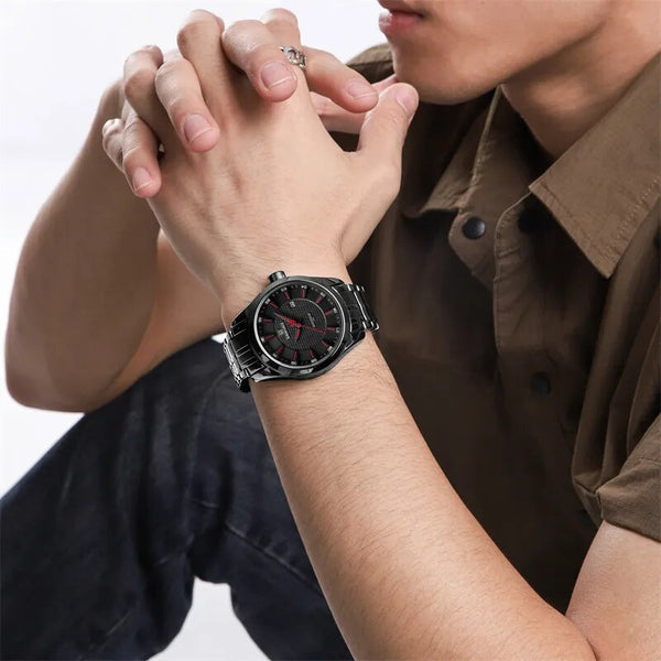 Reloj de lujo para hombre, de negocios, con correa de acero inoxidable, relojes de pulsera para hombre.