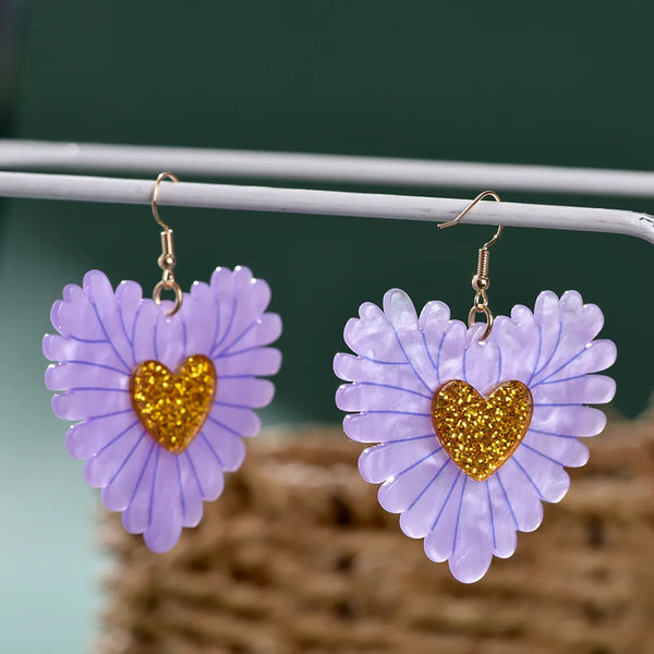 Pendientes de corazón de doble capa exagerados y dulces de moda para mujer