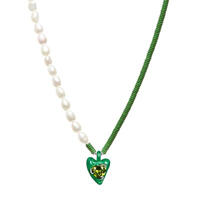 Korean Fashion Colorful Enamel Heart Pendant Necklace For Women