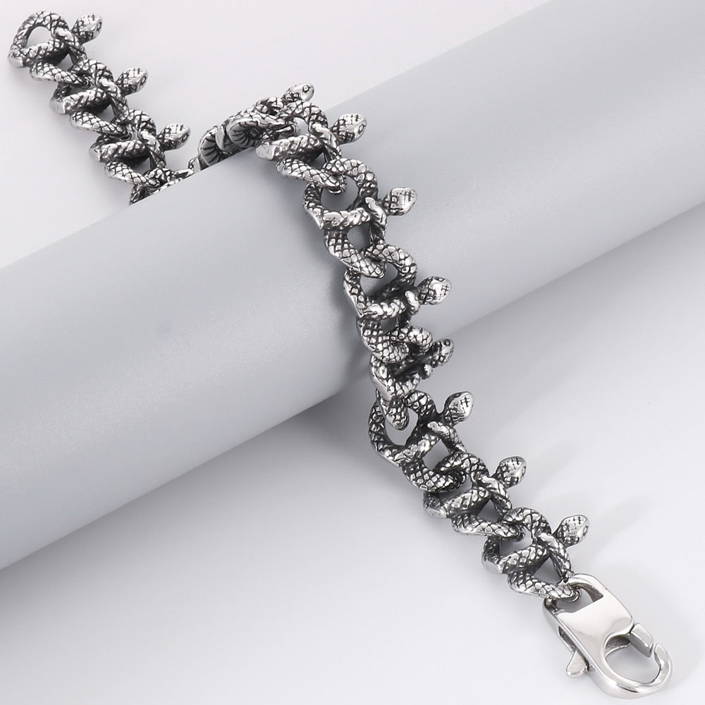 Punk Snake Link Chain Man Bracelet for Men Gofaer Finds store!