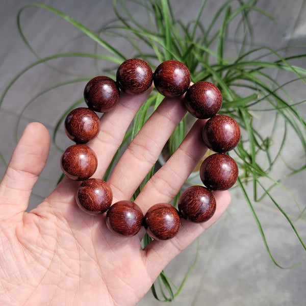 Natural Zambian Rosewood Rosary For Men Elastic Bracelet