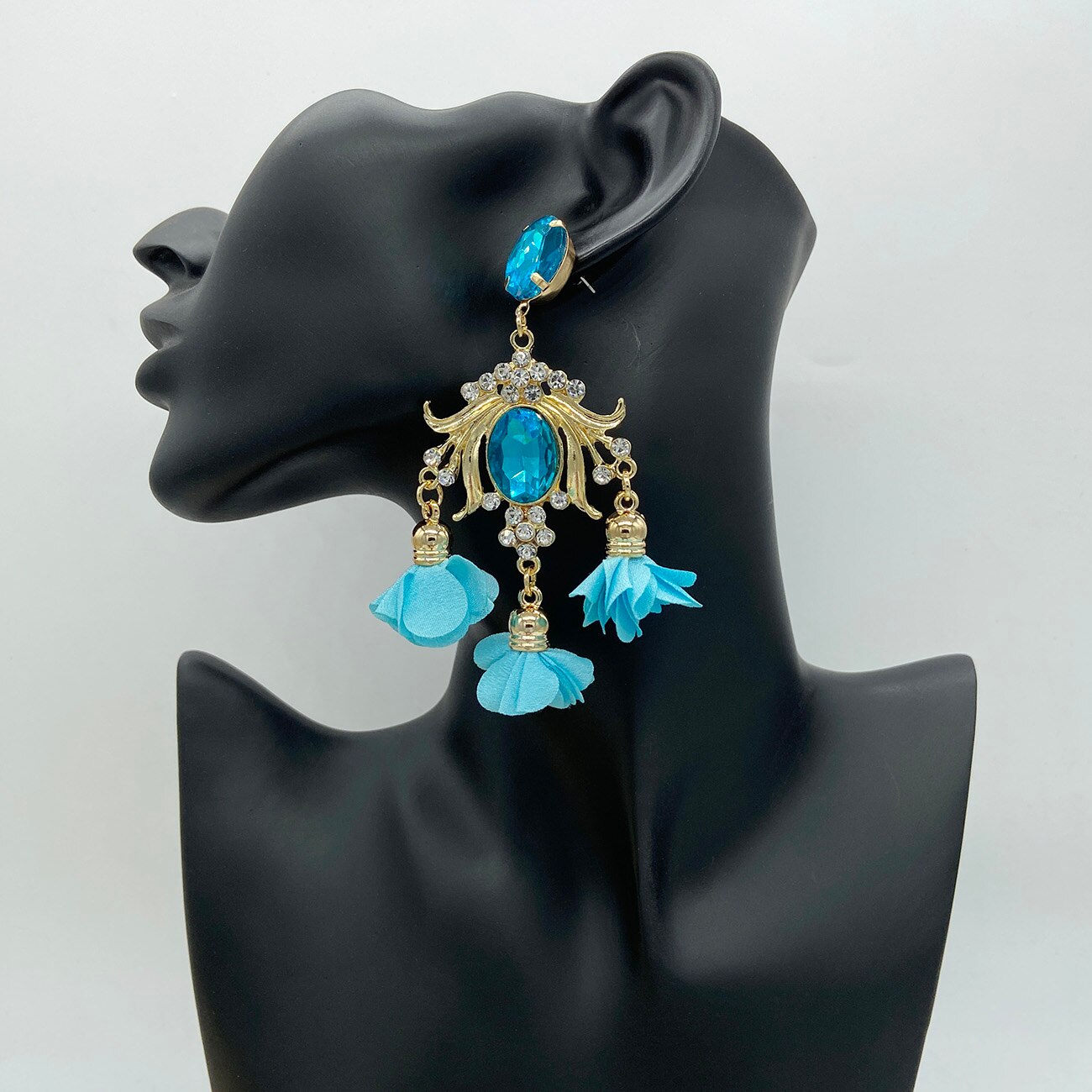 New Trend Boho Women Earrings Alloy Rhinestones Pendant Flower Earings