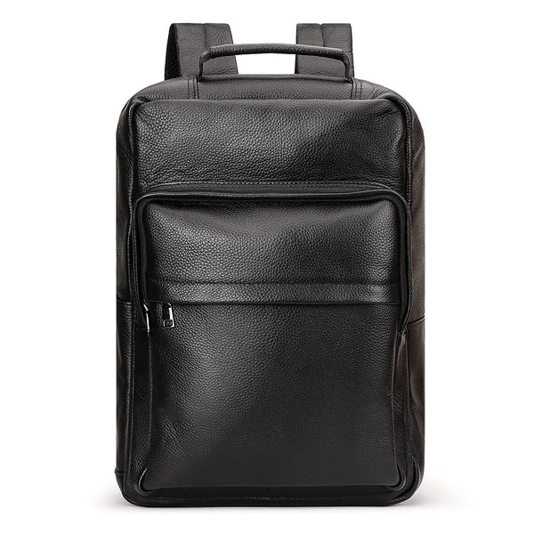 Mochila de negocios de lujo para hombre, de cuero genuino, para portátil de 15,6 pulgadas