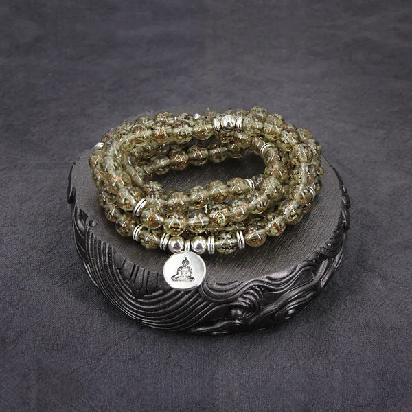 Nueva pulsera de moda femenina 108, pulsera de yoga con maleta, pulsera luminosa.