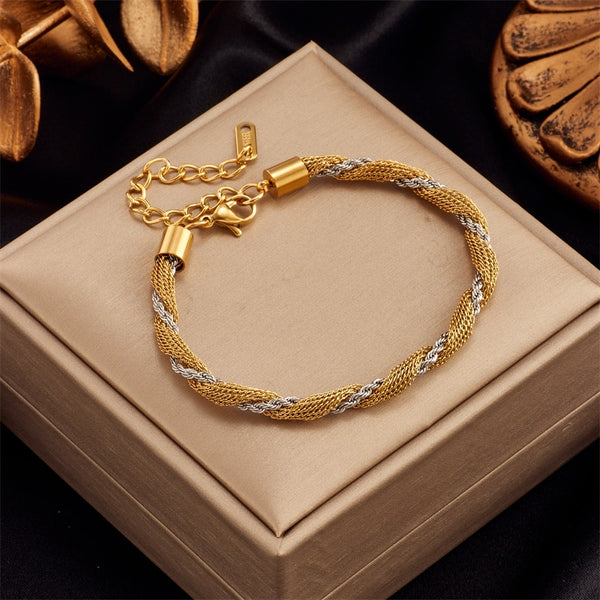 316L Stainless Steel Gold Silver Color Chains Bracelet For Women