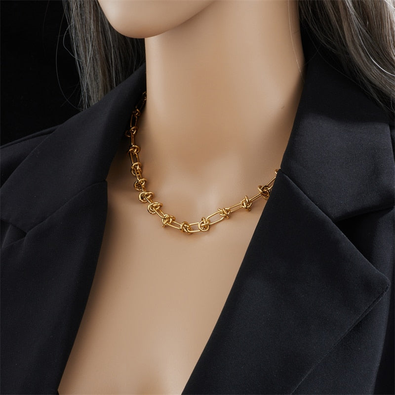 316L Stainless Steel Vintage Gold Color Necklace For Women