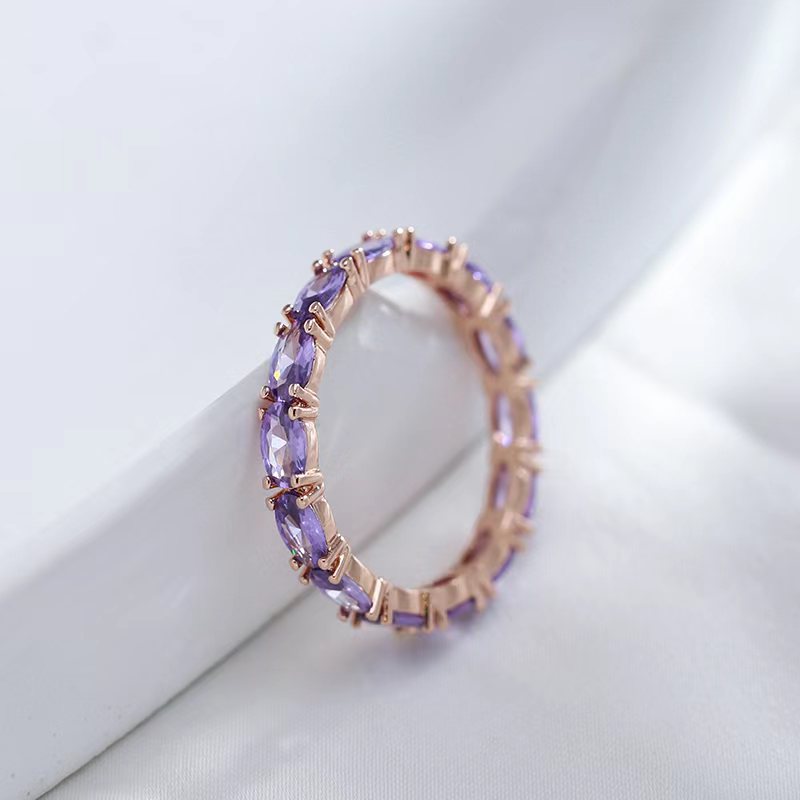 Full Oval Purple Zircon Personality Rings