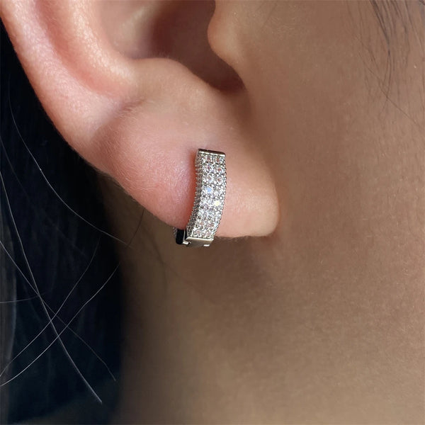 Trendy Black Copper Zirconia Round Earrings For Women