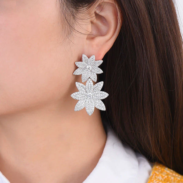 High Quality Trendy Big Flowers Earrings Fashion Nigerian Indian Style For Women