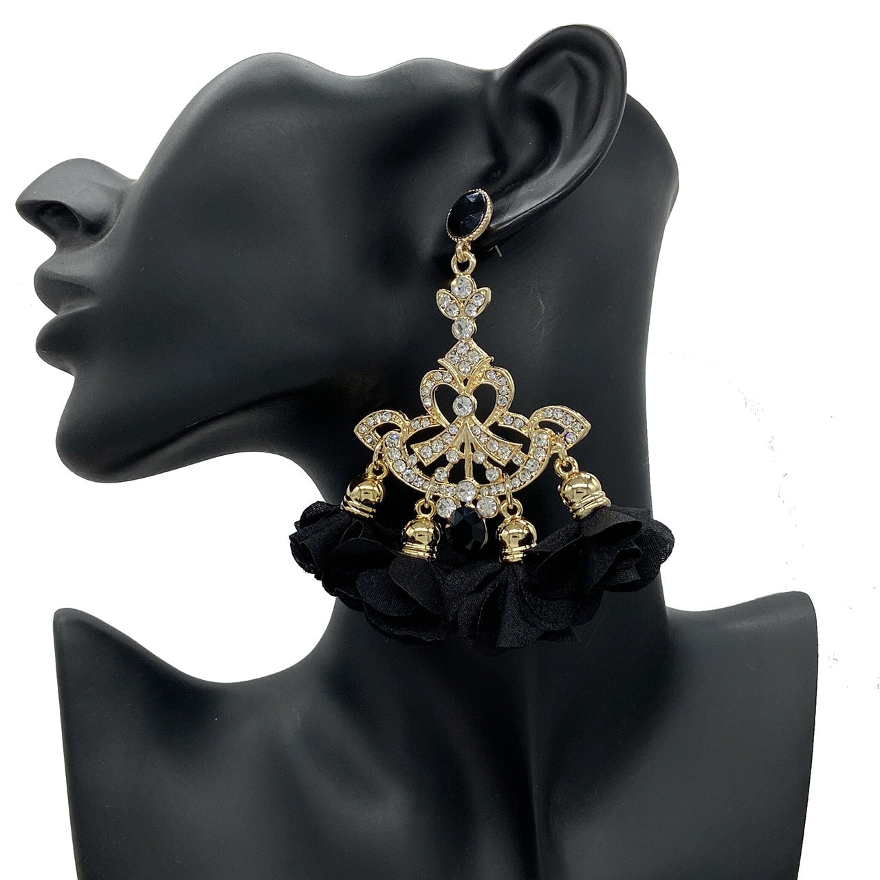 Flower Tassel Pendant Rhinestone Earrings for Women