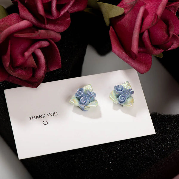 Glamorous Ceramic Flower Earrings