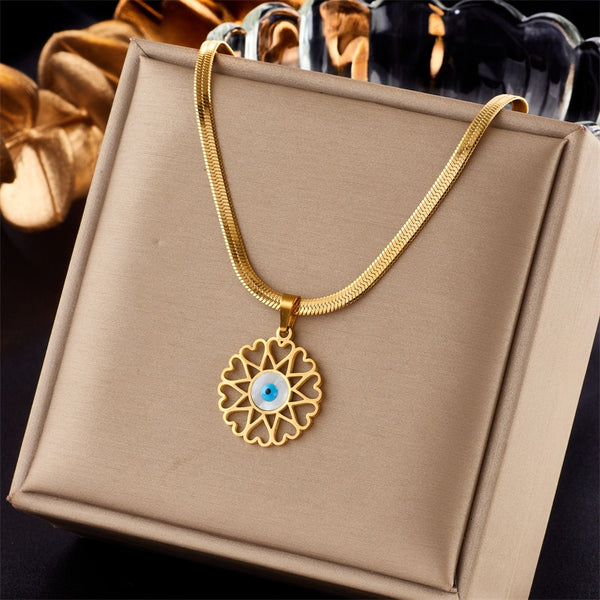 316L Stainless Steel Heart Eye Shape Pendant Necklace For Women