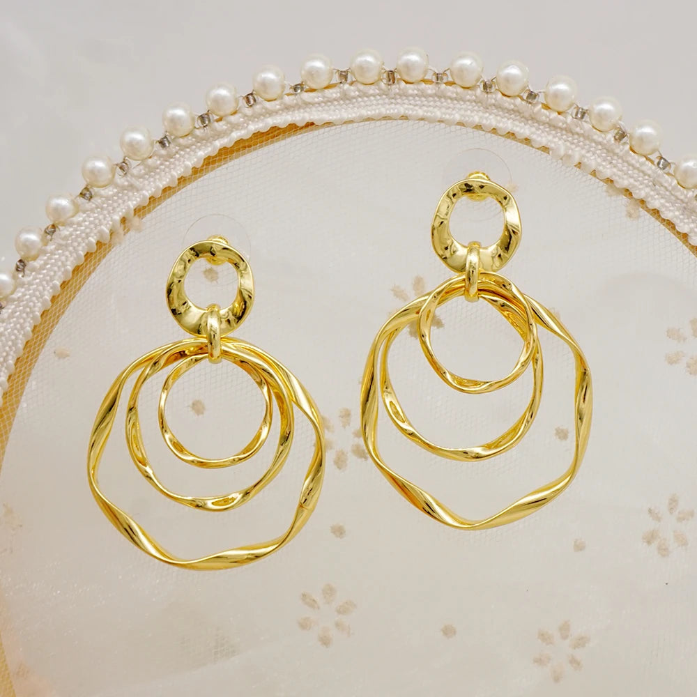 Fashion Gold Color Plated Round Earrings Jewelry For Women