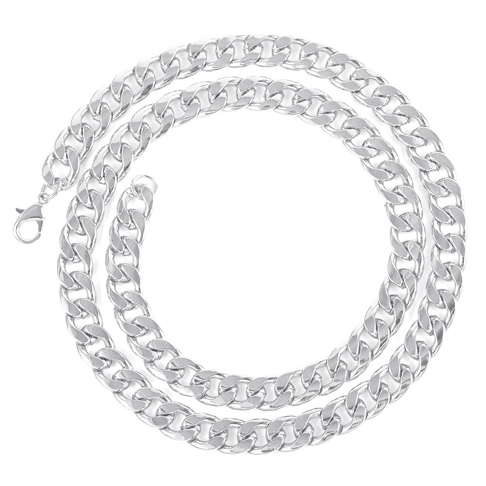 10mm Stainless Steel CZ Miami Cuban Chain Luxury Hip Hop Men Curb Link Necklace