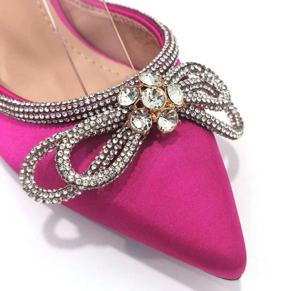 Italian Design Embossed Varnish Style Big Diamond Decoration Classic Noble Women Shoes and Bag Set