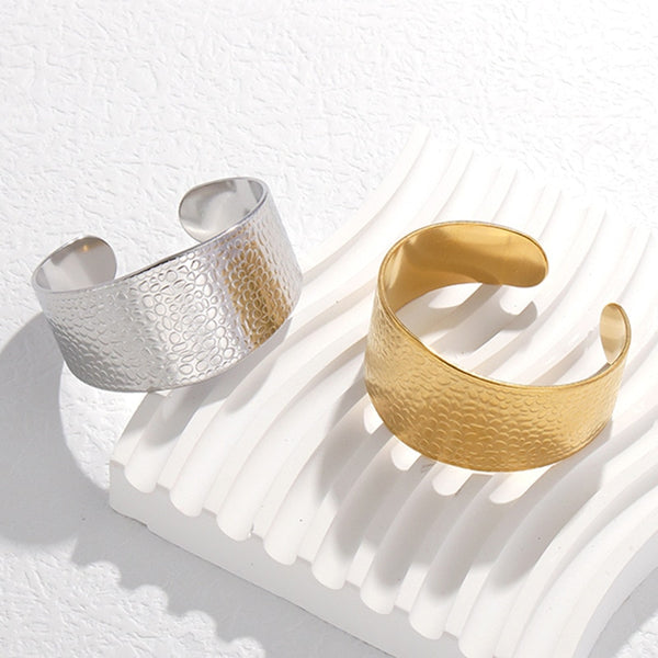 316L Stainless Steel Wide C-Shape Cuff Bracelet For Women