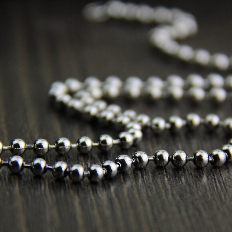 Unibabe Pure Silver Bright Silver Ball Chain Necklace Man Woman
