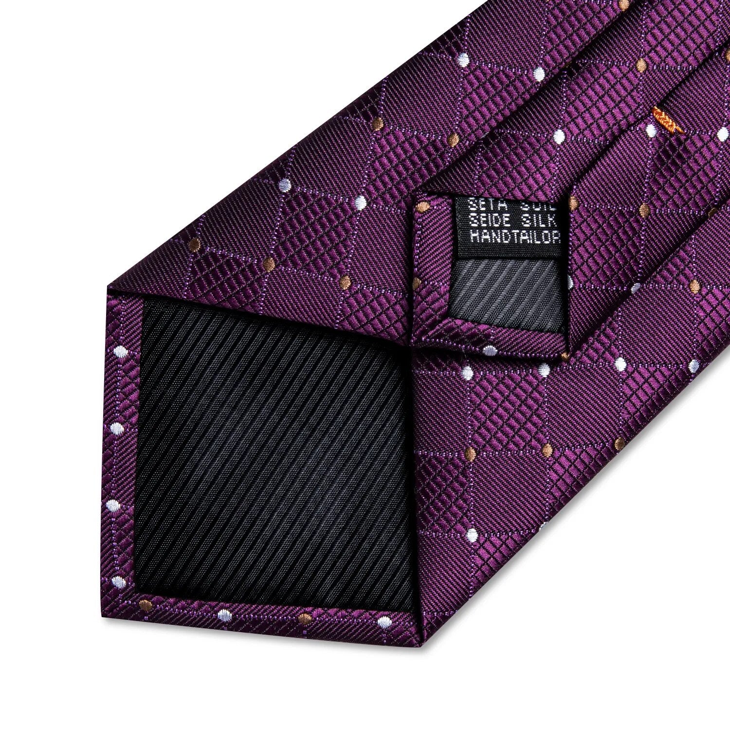 New Purple Men's Ties Luxury Plaid Dot Solid Silk Ties
