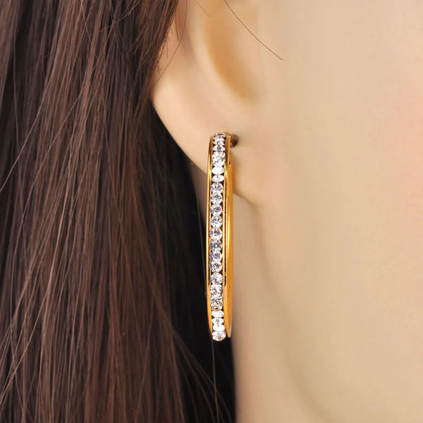 Pendientes de aro de acero inoxidable de 35/25 mm para mujer
