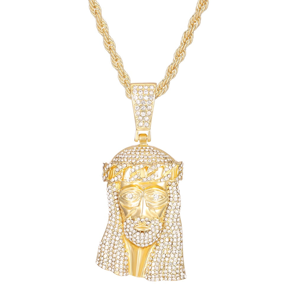 Women Necklace Jesus Pendant Gold Color Box Chain For Men