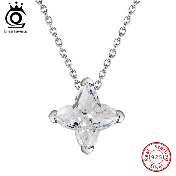 Cadena para el cuello con colgante de estrella de circonita cúbica transparente 5A