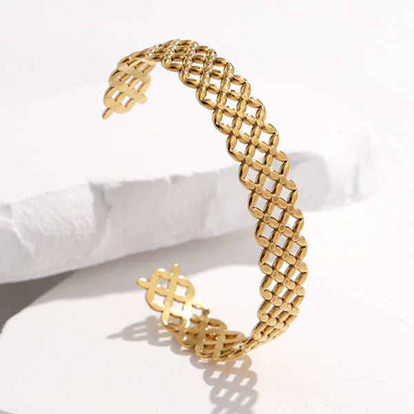 Pulsera ajustable geométrica de acero inoxidable 316L para mujer