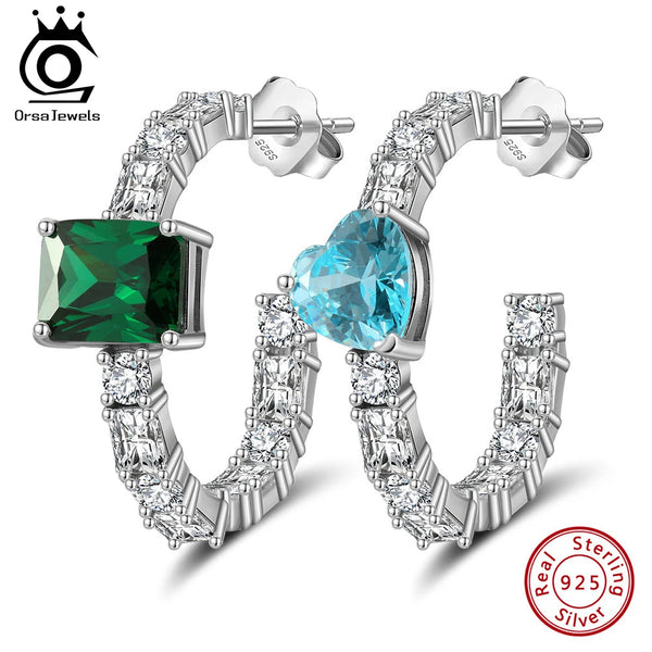 Rhodium 5A Clear CZ Hoop Earring For Women