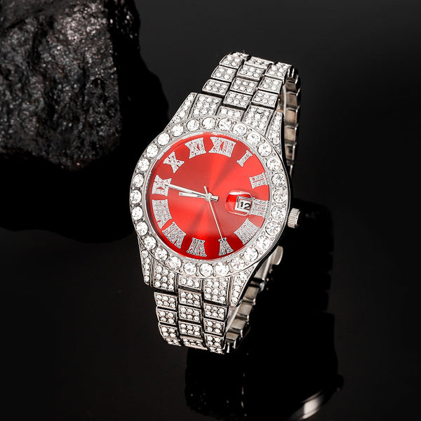 Hip Hop Full Mens Iced Out  Watches Luxury Date Quartz Wrist Watches