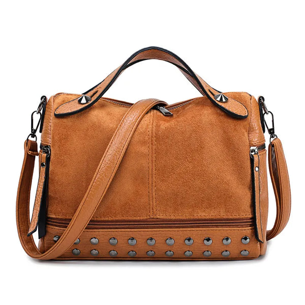Trend Rivet Handbag Fashion Frosted Leather Bag for Women's