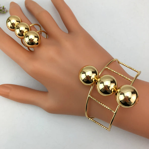 Brazalete único con juego de anillos y bolas para mujer
