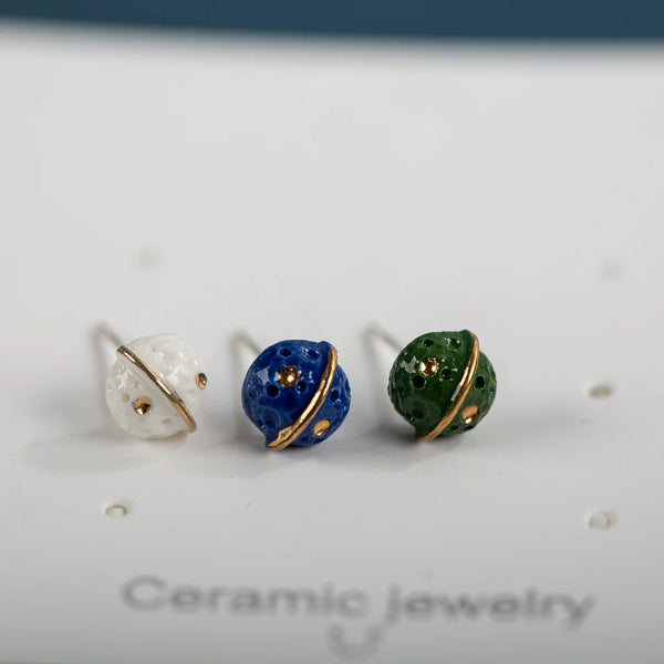 universe planet Star Fine Ceramic Stud Earrings