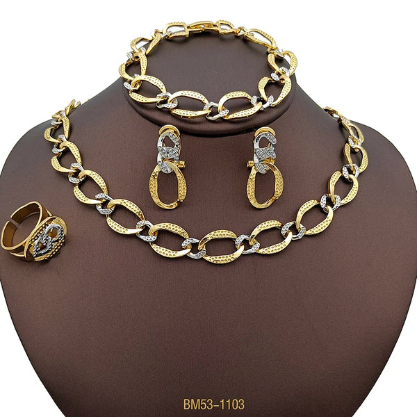 Conjunto de joyería de moda para fiesta, boda, collar bicolor para mujer