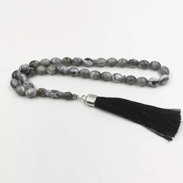 Pulsera musulmana misbaha de resina gris con 33 cuentas para hombre, regalo islámico