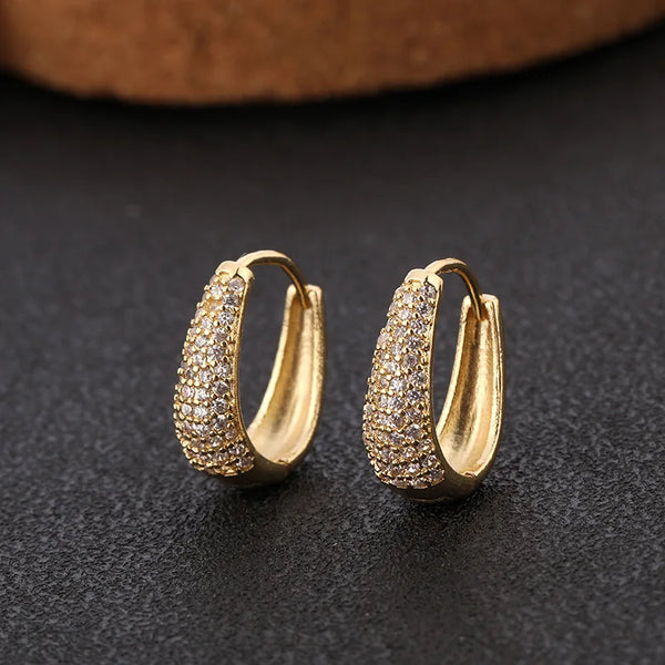 Sparkling Zircon Inlaid Hoop Earrings for Women