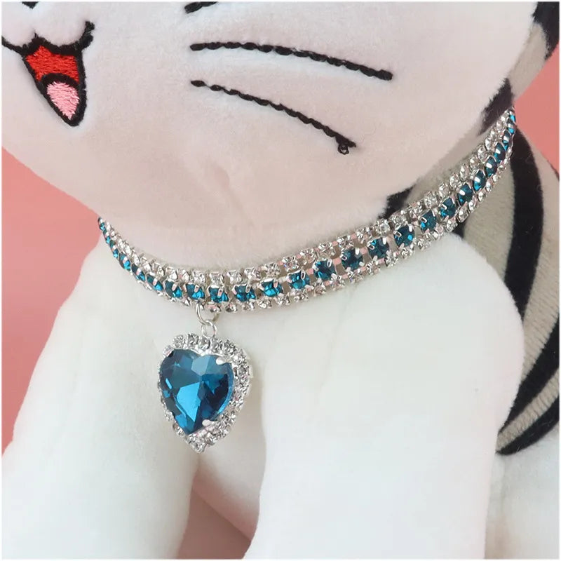 Pet Collar Cat AccessoriesPet Cat Collar Love Pendant Three Row Diamond Necklace