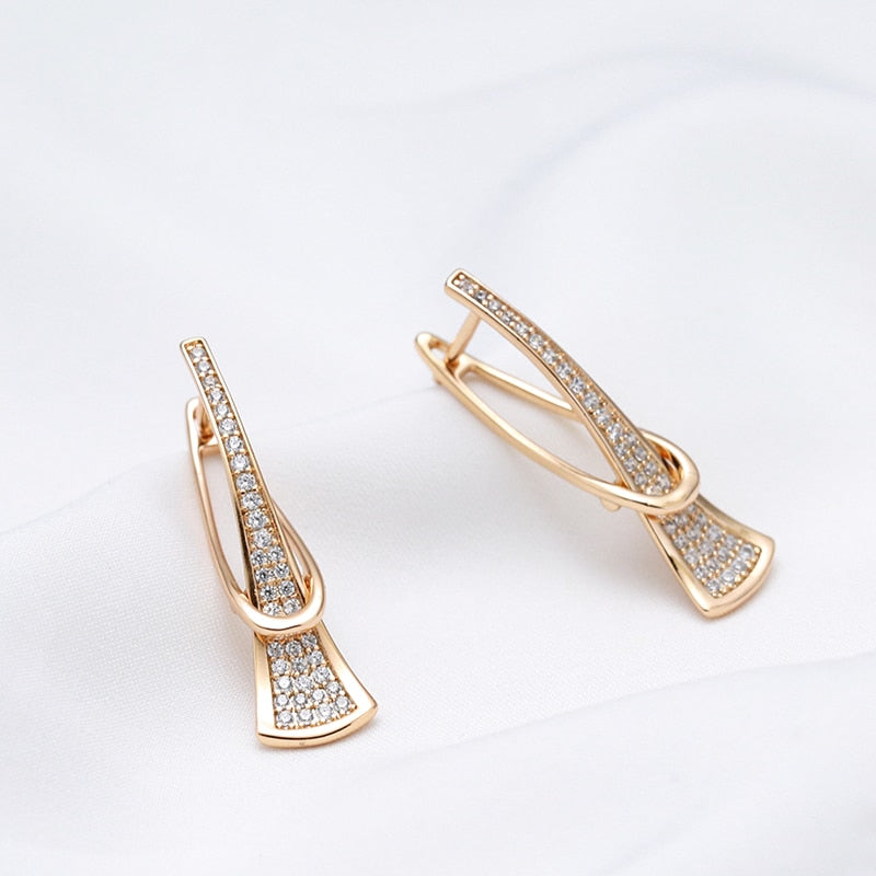 Luxury Curve Triangle Long Pendant Zircon Women's Earrings