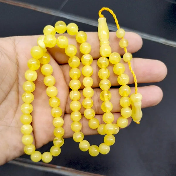 Rosario de resina amarilla Tasbih para hombre, 8 mm x 66 cuentas, regalo