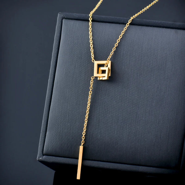 stainless steel long tassels pendant necklace for women gold color choker chains
