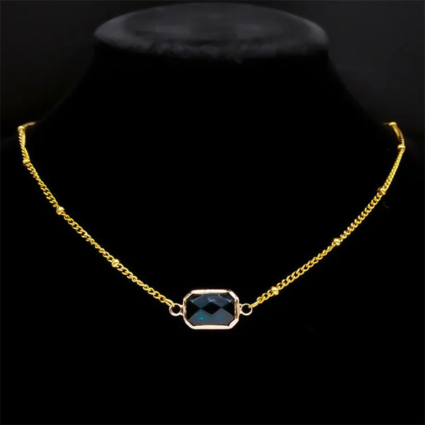 Collar con colgante de cristal con forma geométrica de verano para mujeres y niñas