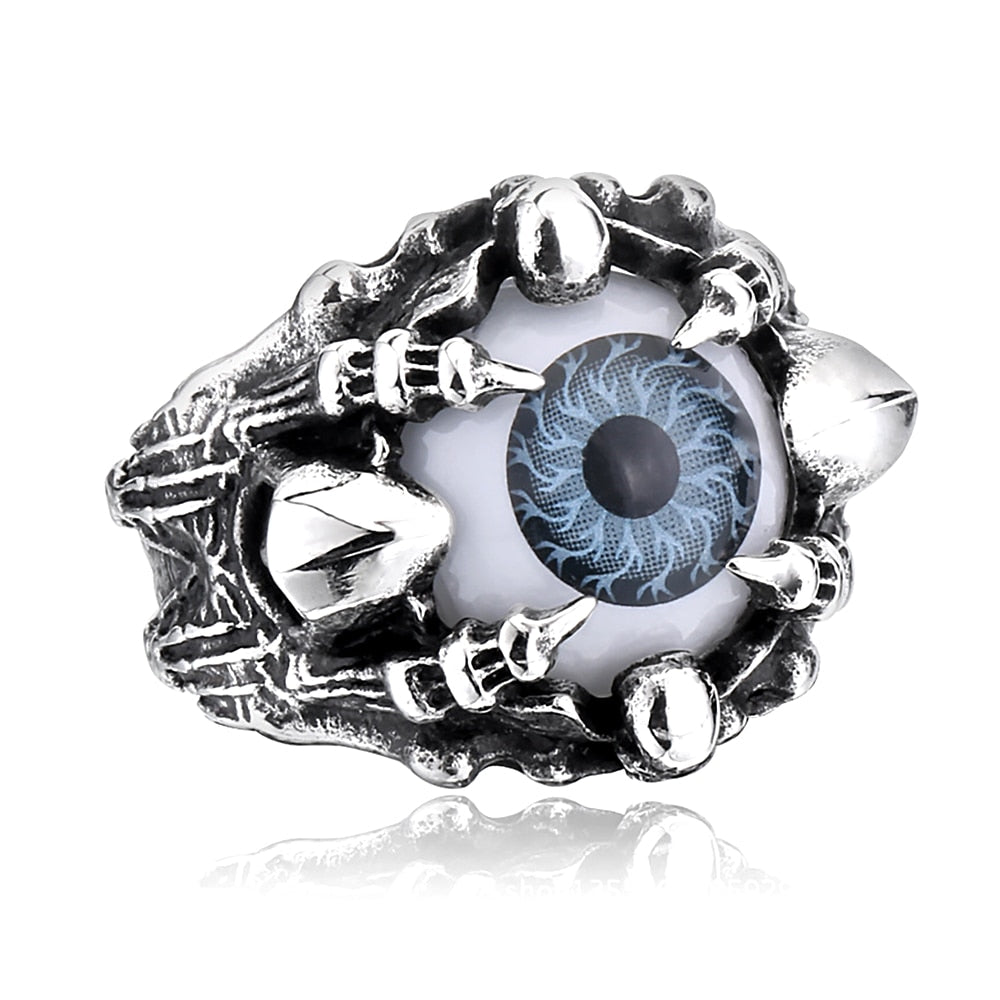 Gothic Creative Design Dragon Claw Demon Eye Ring Men